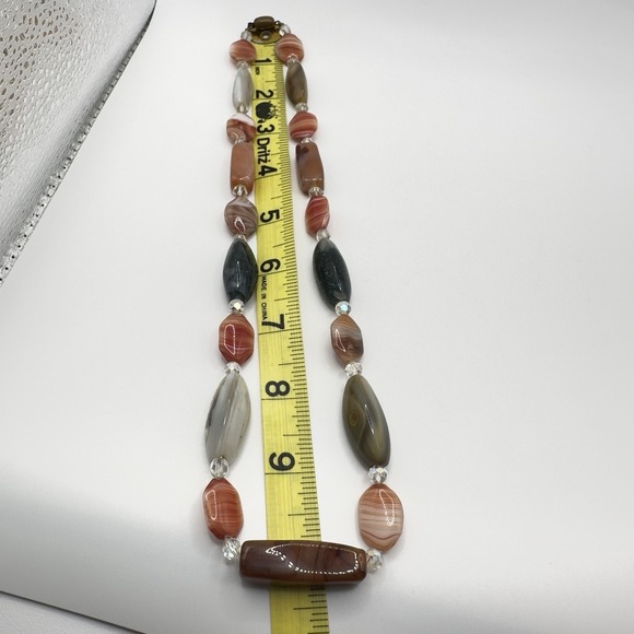 Vintage Czech Necklace Mixed Agates Semi Presious Gemstones 20" Box Clasp Begger - Picture 7 of 16